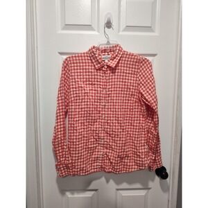 J.Crew Perfect Shirt Red and White Gingham Check Women's Size‎ 12 Button-down
